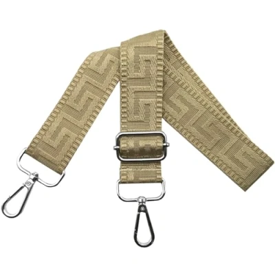Afbeelding van Schouderriem voor tassen, verstelbare riem, breedte 3,8 cm, met zilverkleurige karabijnhaak, draagriem dameshandtassen, K19, zuiver kaki
