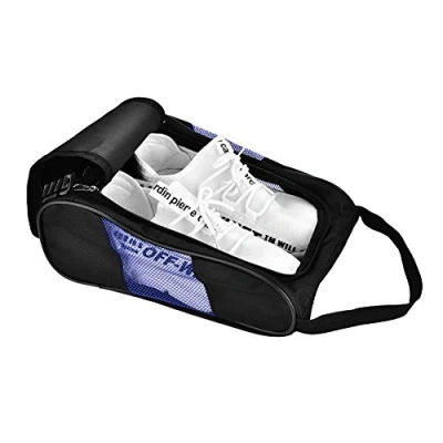 Afbeelding van Golfschoenentas Ademend Rits Schoenenrek Sportschoenentas Golfschoenen Opbergtas 2 kleuren om uit te kiezen (zwart en blauw)