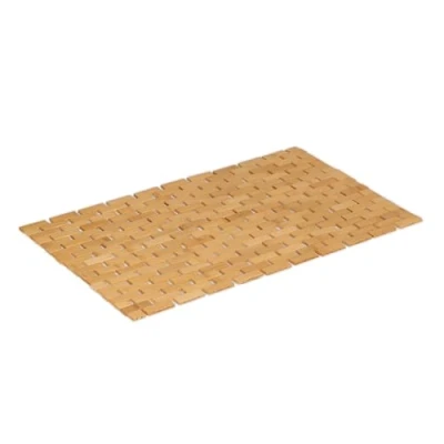 Afbeelding van Relaxdays badmat bamboe 70 x 42 cm antislip oprolbaar sneldrogend natuur