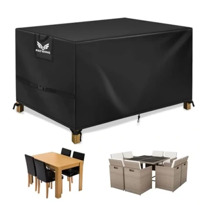 Afbeelding van PATWING Beschermhoes voor tuinmeubelen, afdekking tuintafel met touw en gesp, vergrendeling, hoezen waterdicht, 600D Oxford stof, waterdicht