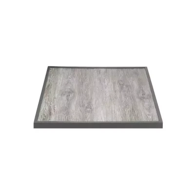 Afbeelding van Bolero Tafelblad van Gehard Glas met Houtnerfeffect voor Buiten Grijze Rand 700 Mm FU515
