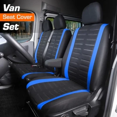 Afbeelding van Upgrade4cars Universele bestelwagen stoelhoezen zwart blauw stoelbekleding set voor vrachtwagen Auto interieur accessoires