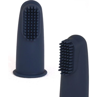 Afbeelding van Dutsi Siliconen Baby Vingertandenborstel BPA vrij Spijkerblauw