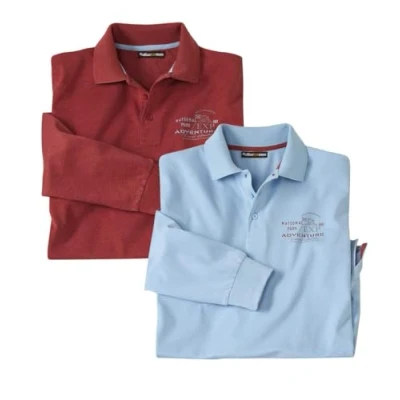 Afbeelding van ATLAS FOR MEN Set van 2 poloshirts met lange mouwen Sport chique look Verkrijgbaar in grote maten M tot 5XL