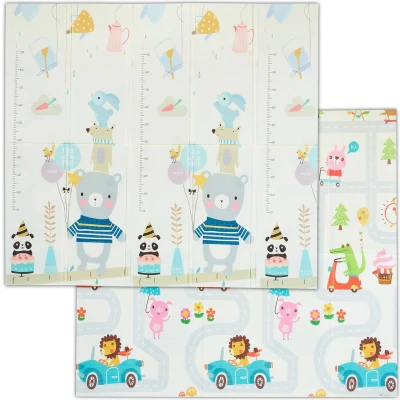 Afbeelding van Relaxdays Speelmat dieren en verkeer speelkleed 195 x 175 cm afwasbaar kleurrijk