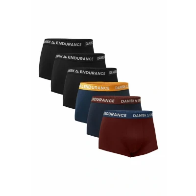 Afbeelding van DANISH ENDURANCE Korte boxershorts voor heren, van superzacht katoen, set 6 katoenen Veelkleurig (3 x zwart, 1 marineblauw/oranje,