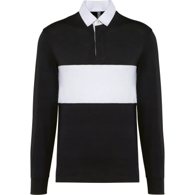 Afbeelding van PROACT Rugbypolo met lange mouwen PA429 Black / White