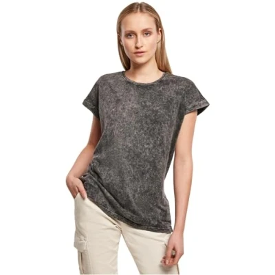 Afbeelding van Damesshirt &#039;Washed Extended Shoulder T&#039; Darkgrey White M