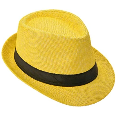 Afbeelding van Miobo Fedora veelzijdige strohoed, Trilby design, zonwering, Geel (strohoed)