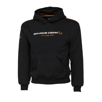 Image de Savage Gear Junior Logo Hoodie 10 12 Black Ink Sweat pêche