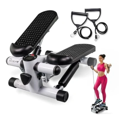 Afbeelding van Mobiclinic StepPlus Stepper Stepapparaten Elastiekjes Stoelfietsen Tonen benen en armen LCD display Max. 100 kg Staal Fitness