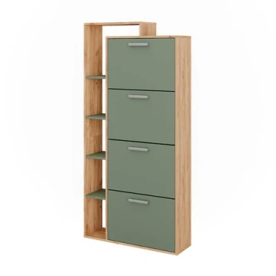 Afbeelding van Vicco Orlando Goldkraft schoenenkast eiken/groen, 80 x 166,1 cm, met 4 vakken