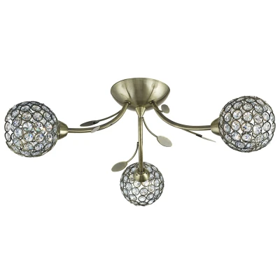 Afbeelding van Searchlight Bellis II Plafondverlichting Ø 54 X 17 Cm Antiek Messing