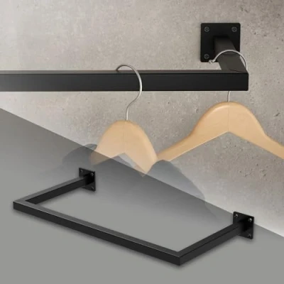 Afbeelding van Rechthoekige kledingstang voor wand 30x60 cm Zwart staal ML Design