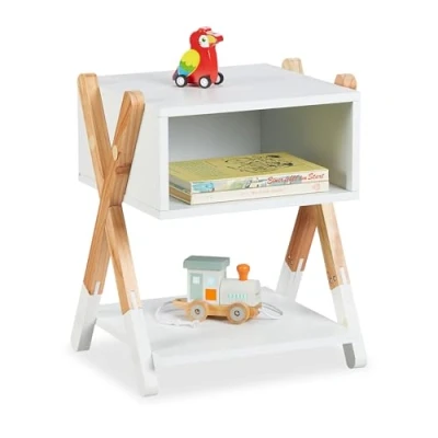 Afbeelding van nachtkastje kinderkamer 42x34x30 cm houten poten wit