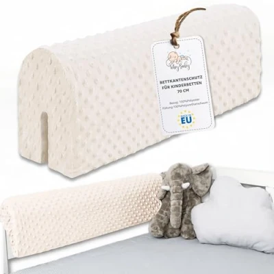 Afbeelding van Tour de lit bébé respirant 70 cm contour lits pour tout petits protege enfant barreaux ou barriere bebe tours Mousse berceau protection Minky Beige clair