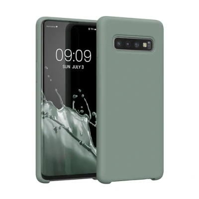 Afbeelding van kwmobile telefoonhoesje geschikt voor Samsung Galaxy S10 Hoesje met siliconen coating Smartphone case in Regenwashed groen