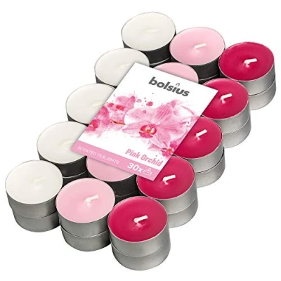 Afbeelding van Bolsius Geurkaarsen Theelicht Pink Orchid Roze/wit 30 Stuks