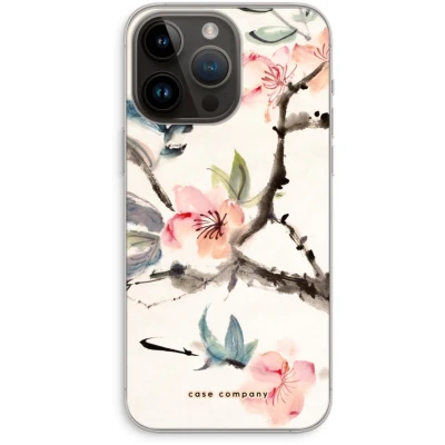 Afbeelding van Case Company® hoesje geschikt voor iPhone 14 Pro Max Japanse bloemen Soft Cover Telefoonhoesje Bescherming aan alle Kanten en Schermrand