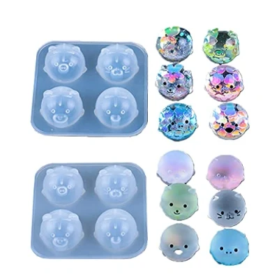 Afbeelding van iSuperb 2 stuks dierenvormen, kunsthars, epoxyhars, mat, voor doe het zelf, maken van hangers, sieraden, handwerk (2 vormen)