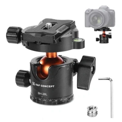 Afbeelding van K&amp;F Concept kogelkop 3/8 inch aluminium adapter 360 draaibaar met 1/4 schroefsnelplaat voor statief en camera maximale belasting 10 kg