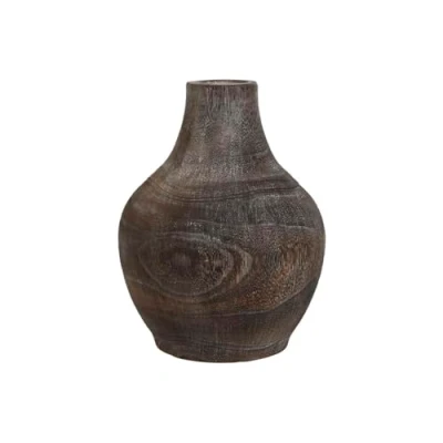 Afbeelding van Vaas Home ESPRIT Donker grijs Paulownia hout Koloniaal Verouderde afwerking 16 x 24 cm