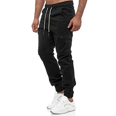 Afbeelding van Tazzio 16610 Cargobroek voor heren, jeans, joggingbroek, chinobroek, regular fit, zwart.
