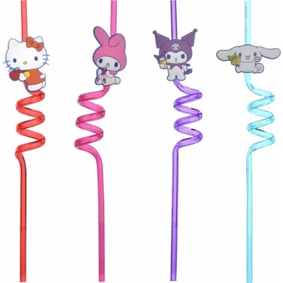 Afbeelding van Hello Kitty Herbruikbare Rietjes 4 Stuks Siliconen