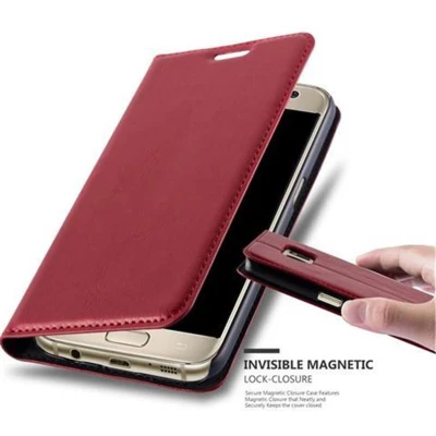 Afbeelding van Cadorabo Hoesje geschikt voor Samsung Galaxy S7 in APPEL ROOD Beschermhoes met magnetische sluiting, standfunctie en kaartvakje Book Case Cover Etui