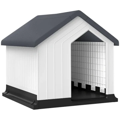 Afbeelding van PawHut niche d&#039;extérieur pour chien avec toit en asphalte, fenêtre, résistante aux intempéries, petits animaux, mini et chiens, gris, 62 x 61 60 cm