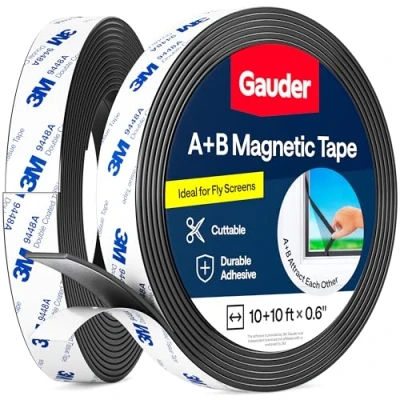 Afbeelding van GAUDER Magneetband type A + B, sterke zelfklevende magneetstrip voor muggennet en gordijnen (3 m 3 m)