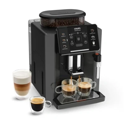 Afbeelding van Krups Sensation EA910810 Automatisch koffiezetapparaat, melkschuimmondstuk, 5 dranken, filterkoffiefunctie, 2 kopjes, zwart