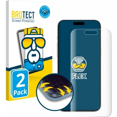Afbeelding van BROTECT Screenprotector voor Apple iPhone 16 Folie Beschermfolie transparant volledig dekking (2 Stuks)