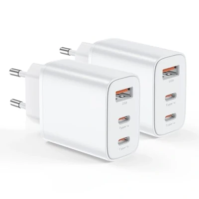 Afbeelding van 2 stuks oplader USB C 30 W 3 poorten type snel opladen multi snellader voor iPhone 16 15 14 13 12 11 Pro Max XR XS 8 7, iPad, Samsung