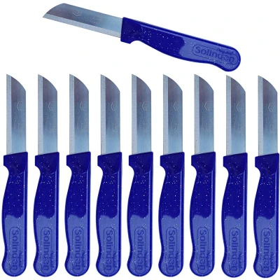 Afbeelding van Solingen Schilmesje Robuust Handvat RVS Glad 16 cm met &quot;Blade Cover&quot; Paars Glitter 10 stuks