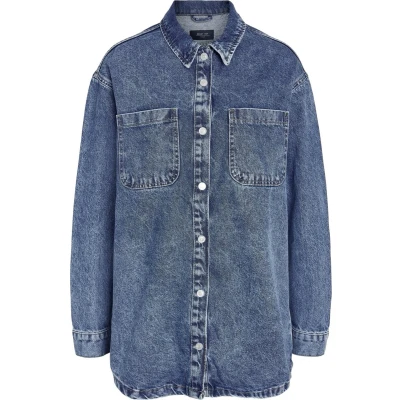 Afbeelding van Noisy May ALVA LS NOOS Overhemdblouse, Dames, Maat: Small, Medium blue denim