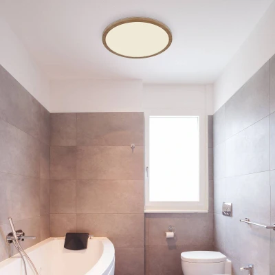 Afbeelding van LED plafondlamp Sapana Ø 29,5 cm houtoptiek