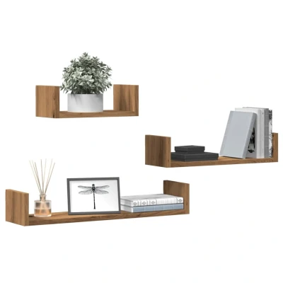 Afbeelding van Wandschappen 3 st bewerkt hout artisanaal eiken