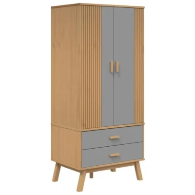 Image de vidaXL Garde robe OLDEN gris et marron 76,5x53x172 cm bois massif pin