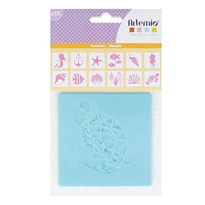 Afbeelding van Set van 12 sjablonen &quot;zeemeermin&quot; Artemio 9 x cm