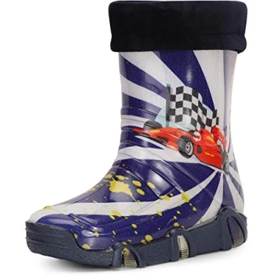 Afbeelding van Ladeheid Kinder Regenlaarzen Rubber Hoog PVC Waterdicht LA ZT Szuwarek2020 Donkerblauwe auto 36 31/32