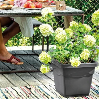 Afbeelding van DEROMA Vierkante bloempot Day R Antraciet 38 cm