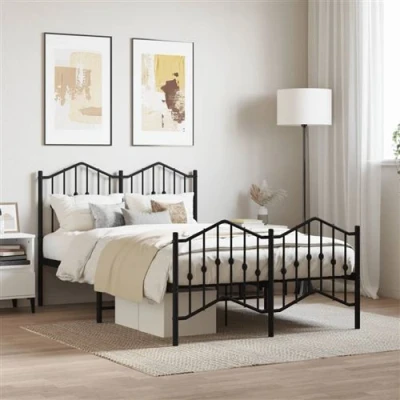 Afbeelding van Bedframe met hoofd en voeteneindemetaal zwart 120x200 cm