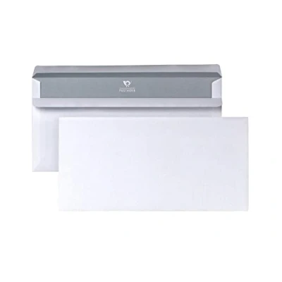 Afbeelding van POSTHORN 100 enveloppen DIN lang zonder venster witte met grijze binnenprint voor inkijkbescherming 110 x 220 mm 75 g/m²