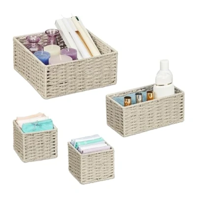 Afbeelding van Relaxdays opbergmand set van 4 organizers kast &amp; rek papiertouw stapelbaar