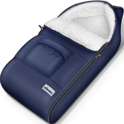 Afbeelding van voetenzak blauw 95 x 50 cm voor kinderwagen babyvoetenzak wintervoetenzak met ristsluiting wasbaar tot 30 C