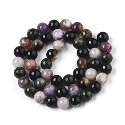 Afbeelding van ZEMRIO 6 mm ronde kralen van natuurlijk toermalijn, voor het maken sieraden, armbanden, halskettingen, parels (toermalijn, mm)