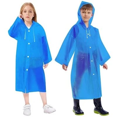 Afbeelding van Vicloon Waterdichte regenponcho voor kinderen, herbruikbaar, EVA, waterdicht, regenkleding, reizen, wandelen, naar school, paardrijden, eenheidsmaat, Beu