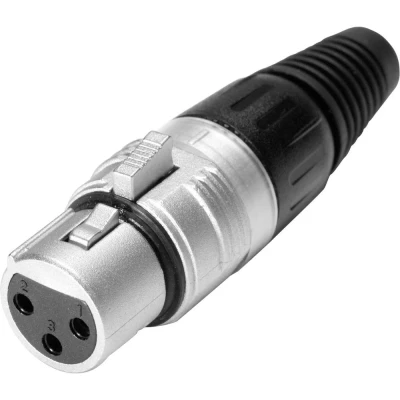 Afbeelding van Hicon HI X3CF XLR connector Bus, recht Aantal polen: 3 Zilver, Zwart 1 stuk(s)