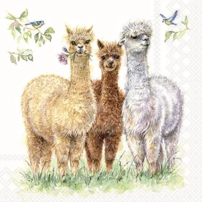Afbeelding van Ambiente Servetten Alpaca Friends